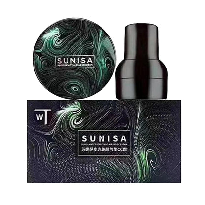 SUNISA 3-in-1 Air Cushion CC & BB Cream | Waterproof Moisturizing Foundation with Sponge