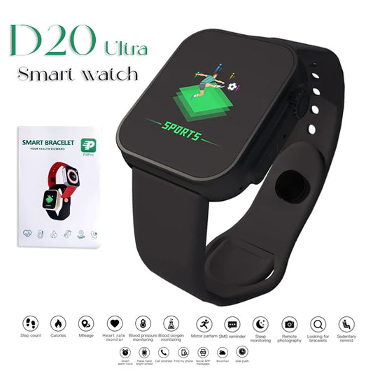D20 Ultra Fitness Smart Bracelet – Bluetooth Heart Rate & Blood Pressure Monitor (Black)