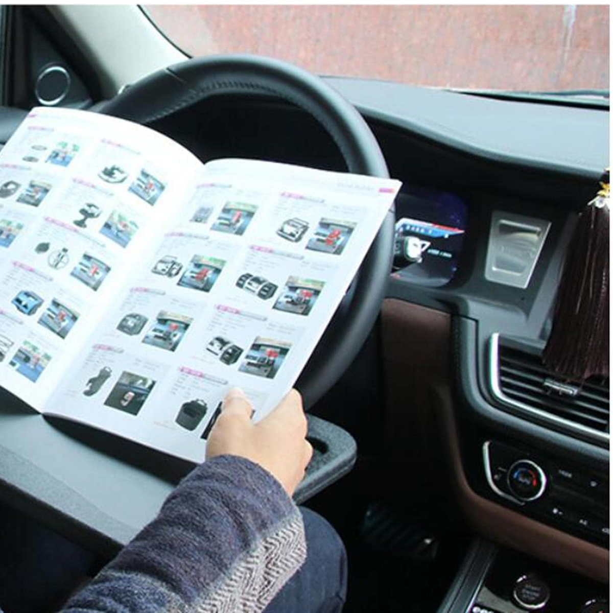 Portable Car Steering Wheel Tray -Multi functional Wheel Desk for Laptop Notebook and Food Steering Wheel Tray