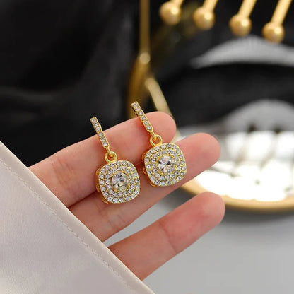 Crystal Earrings – Sparkling Dangle Earrings for Party & Everyday Wear - Earings For Girls ( PJT-990 ) - Golden