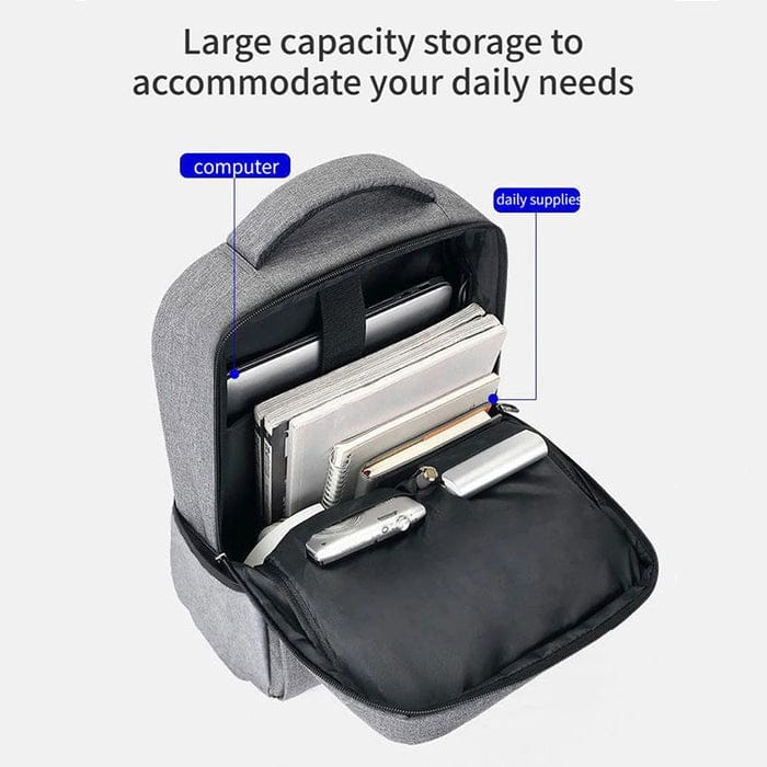 New Stylish Best Quality Laptop Bag With USB Charging Port OIWAS BP078 Expandable Large Capacity Canvas Backpack - Black