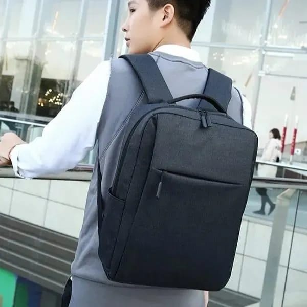 New Stylish Best Quality Laptop Bag With USB Charging Port OIWAS BP078 Expandable Large Capacity Canvas Backpack - Black