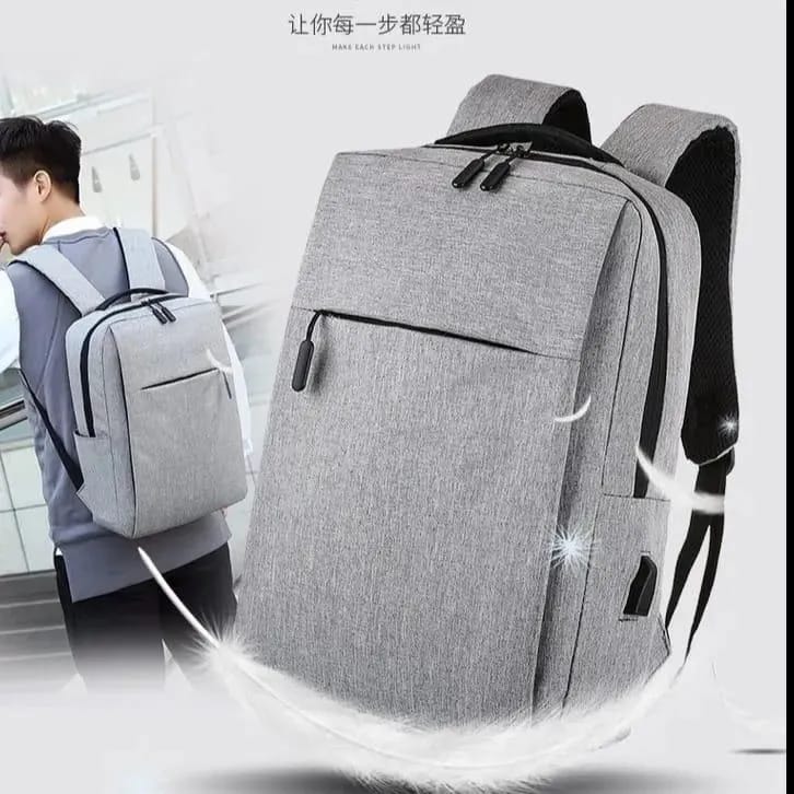 New Stylish Best Quality Laptop Bag With USB Charging Port OIWAS BP078 Expandable Large Capacity Canvas Backpack - Black
