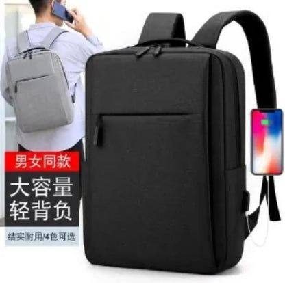 New Stylish Best Quality Laptop Bag With USB Charging Port OIWAS BP078 Expandable Large Capacity Canvas Backpack - Black