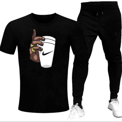 Premium Micro Men’s Tracksuit Cup Hand Print – Comfortable Sportswear | Gym & Workout Suit - Extra Large, Red