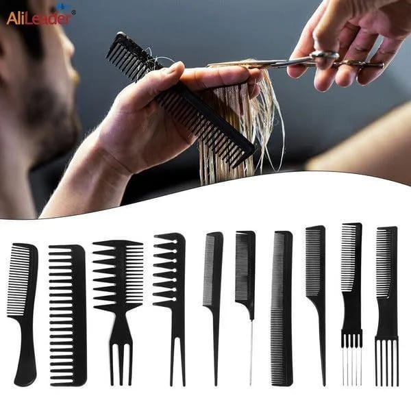 10 Pcs Professional Hair Styling Comb Set | Barber, Salon & Personal Grooming Combs Kit