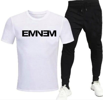 Premium Micro Men’s Tracksuit Emnem Print – Comfortable Sportswear | Gym & Workout Suit - Black, L