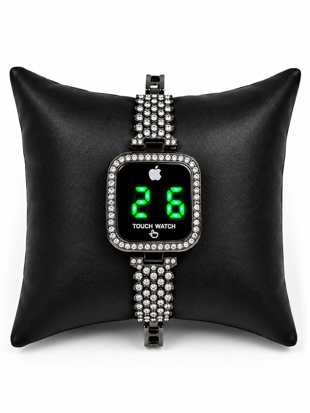 Elegant Female Touch Screen LED Watch With Sparkling Stones Stylish Alloy Construction Trendy Formal And Casual Daily Wear - Black