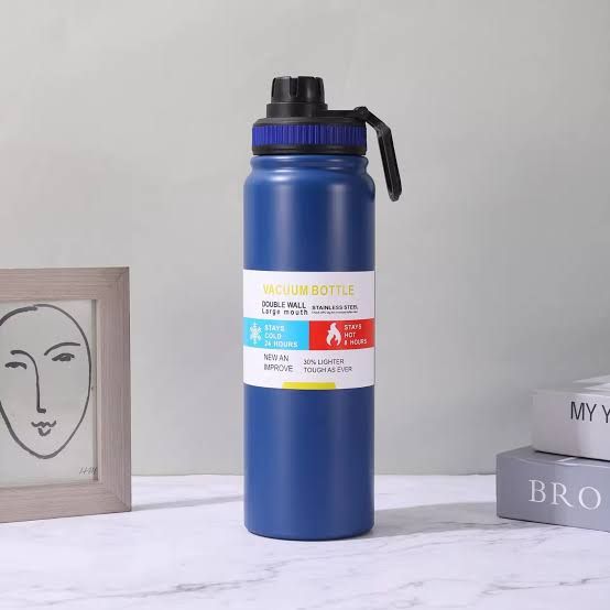 Stainless Steel Nozzle Vacuum Water Bottle - Drinkware Accessory Designed For Liquid Hydration And Daily Travel Routine - 800ml, Black