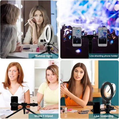 Multi Position Ring Light Dual Mobile Clip Ring Light, Live Broadcasting Bracket Fill Selfie Ring Light Phone Clamp Fill Lights Supplies Stabilizer Clip Phone Bracket