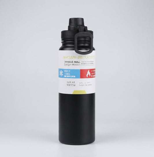 Stainless Steel Nozzle Vacuum Water Bottle - Drinkware Accessory Designed For Liquid Hydration And Daily Travel Routine - 800ml, Black