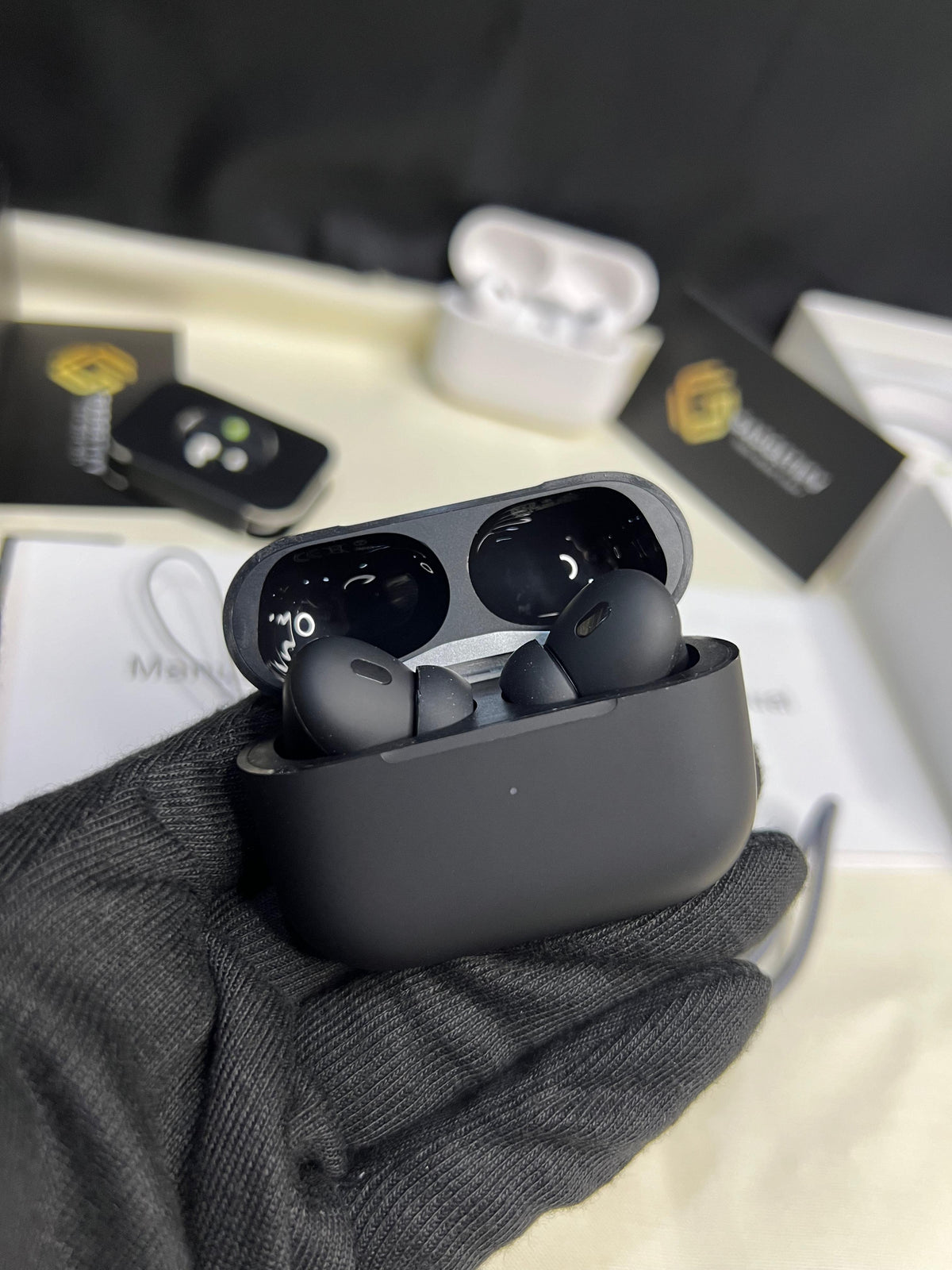 Premium Black AirPods – Wireless Bluetooth Earbuds with Smart Touch, Powerful Bass & Stylish .