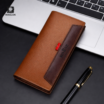 LB-516 – Premium Long Trifold Wallet | Modern Unisex Card Holder - Black