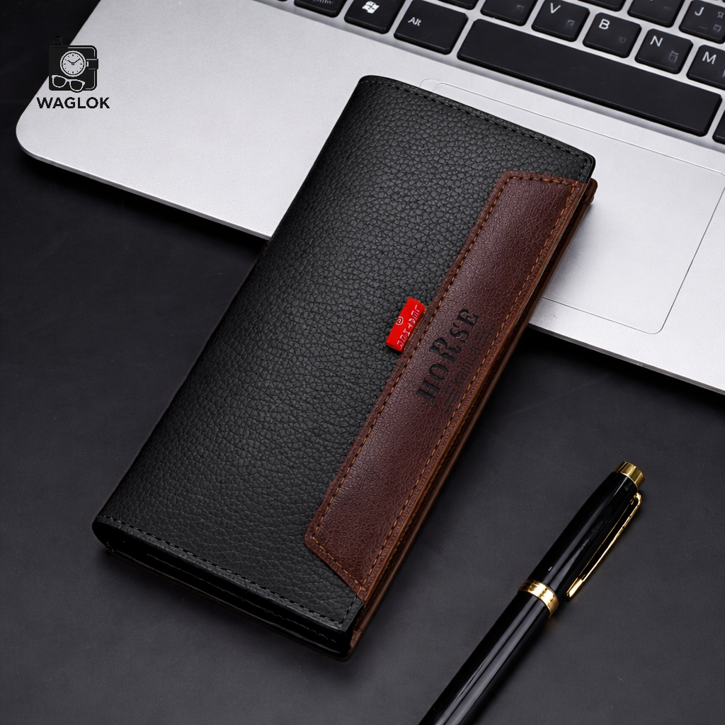 LB-516 – Premium Long Trifold Wallet | Modern Unisex Card Holder - Black