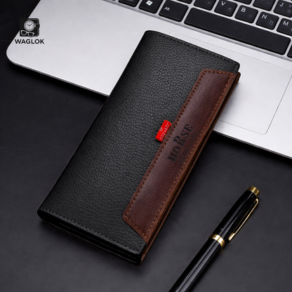 LB-516 – Premium Long Trifold Wallet | Modern Unisex Card Holder - Black