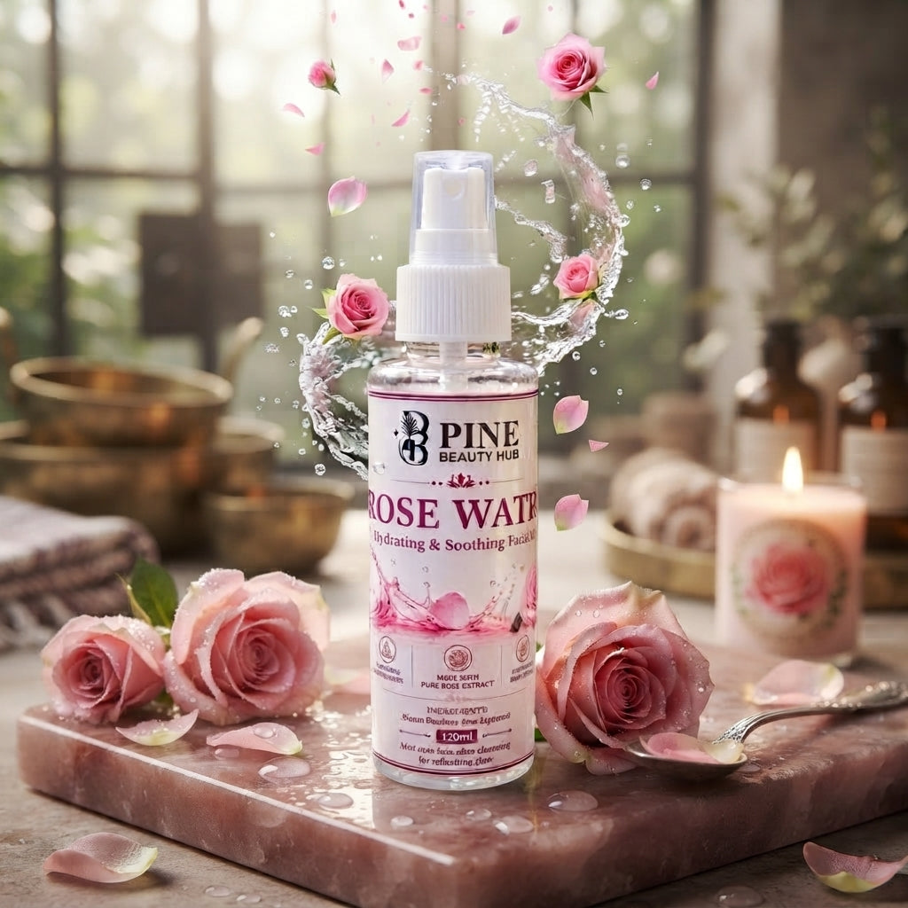 Premium Rose Water Face Mist – Natural Skin Toner & Refreshing Makeup Setting Spray | 120ml