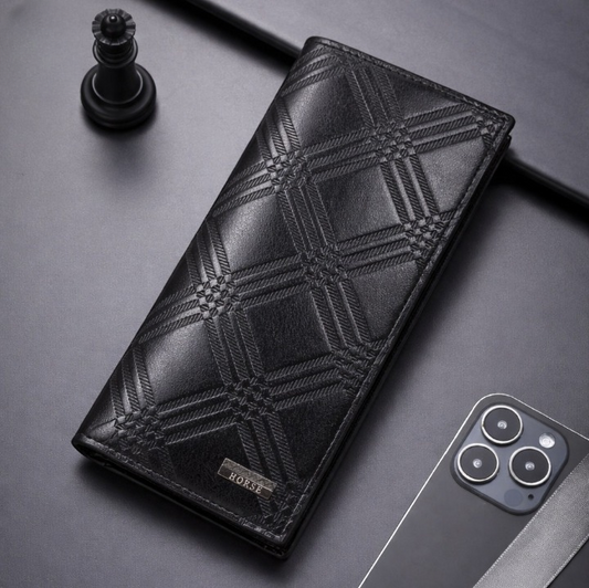 LB-519 Executive Style Trifold Long Wallet for Men & Women - Black