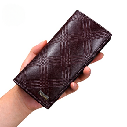 LB-519 Executive Style Trifold Long Wallet for Men & Women - Black