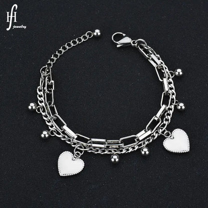 Gold Heart Charm Bracelet for Women