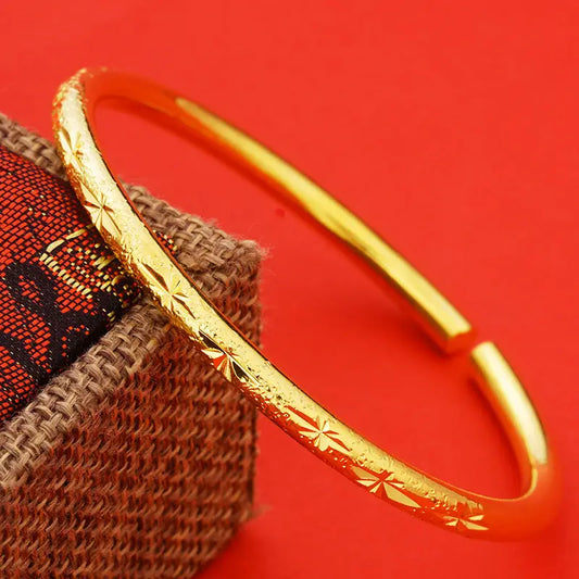 Gold Star Engraved Bracelet for Women
