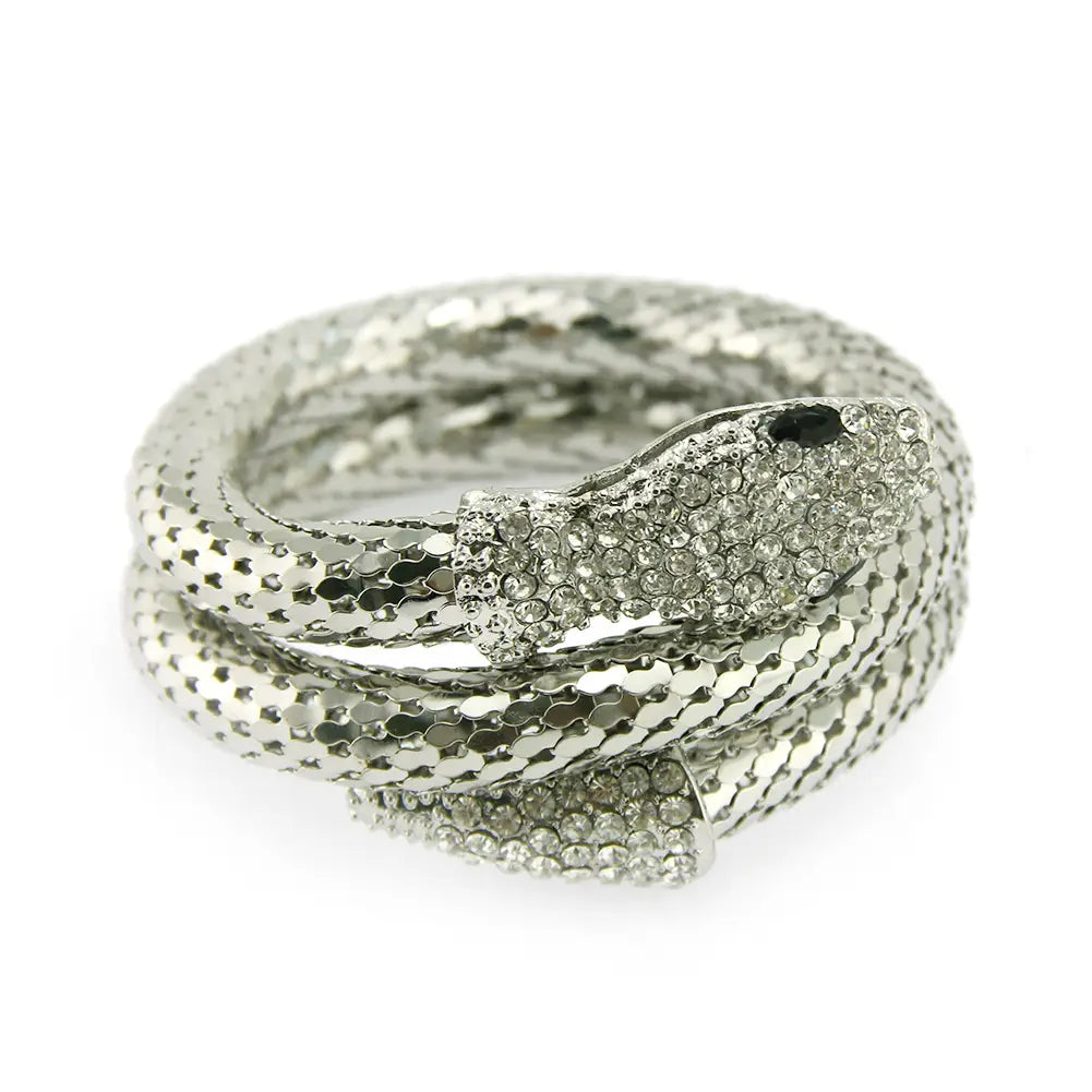 Multi Layered Snake Bracelet Gold Plated Diamond Embellished