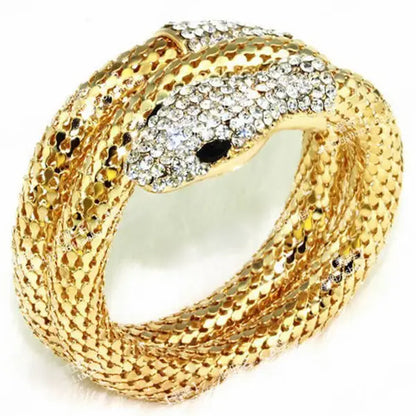 Multi Layered Snake Bracelet Gold Plated Diamond Embellished