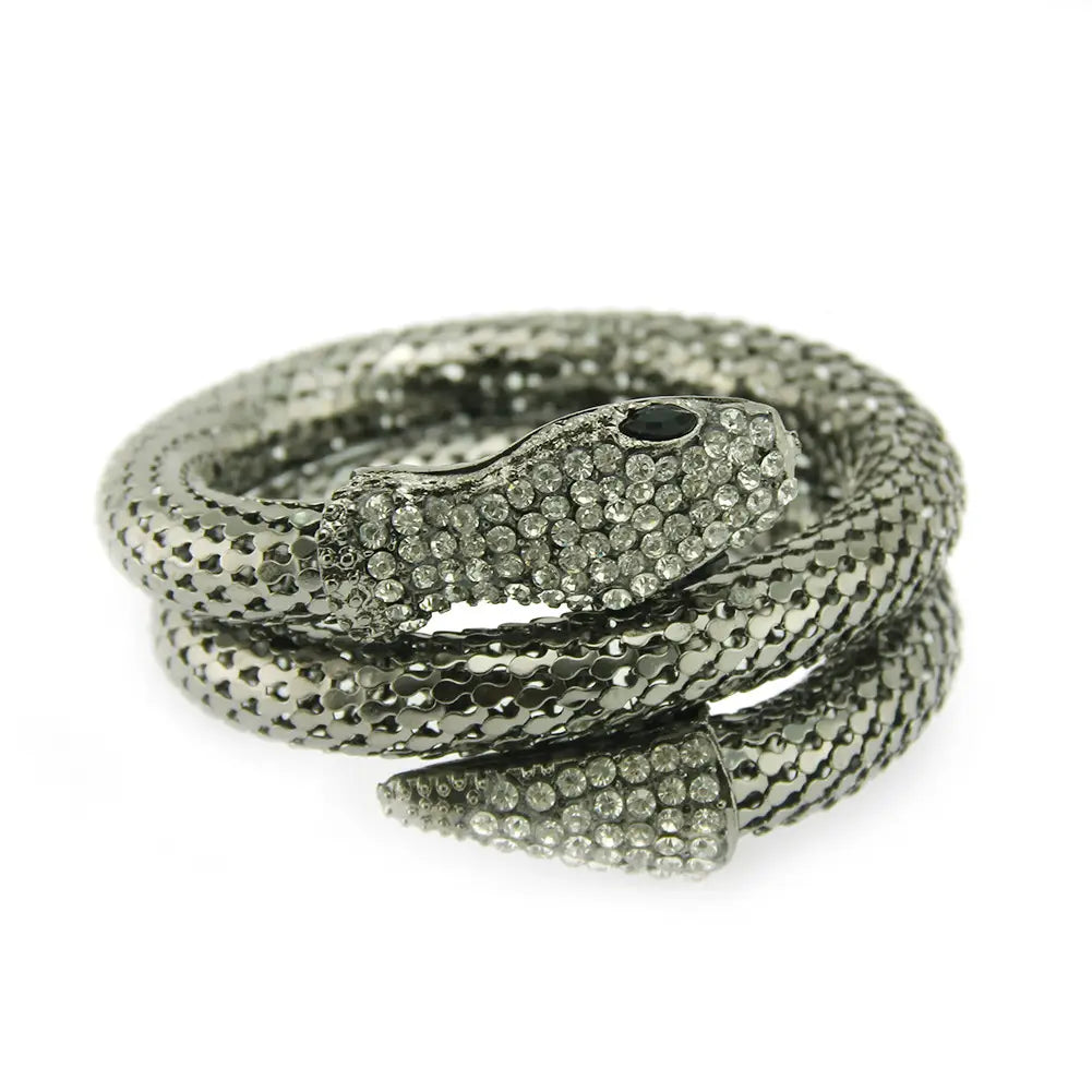 Multi Layered Snake Bracelet Gold Plated Diamond Embellished