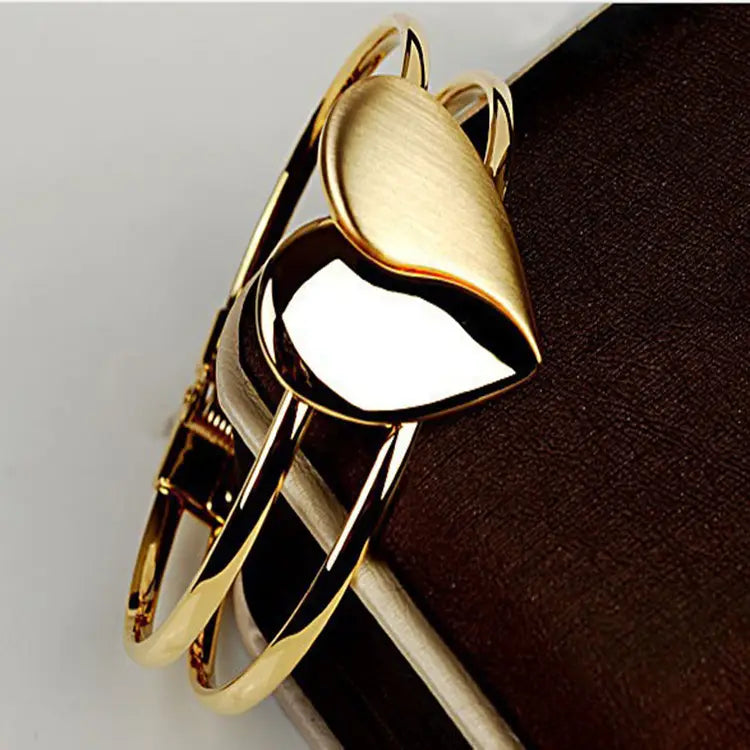 Double Heart Gold Bracelet for Women