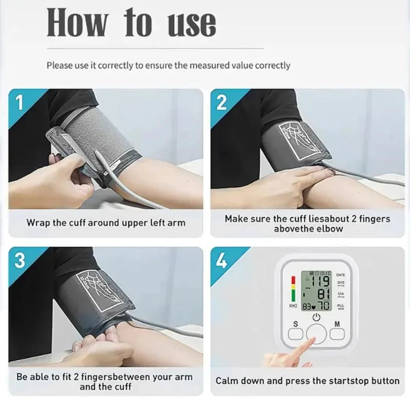 Digital Blood Pressure Monitor | Upper Arm Automatic BP Machine with Large LCD Display, Memory Storage & Voice Function for Home Monitoring