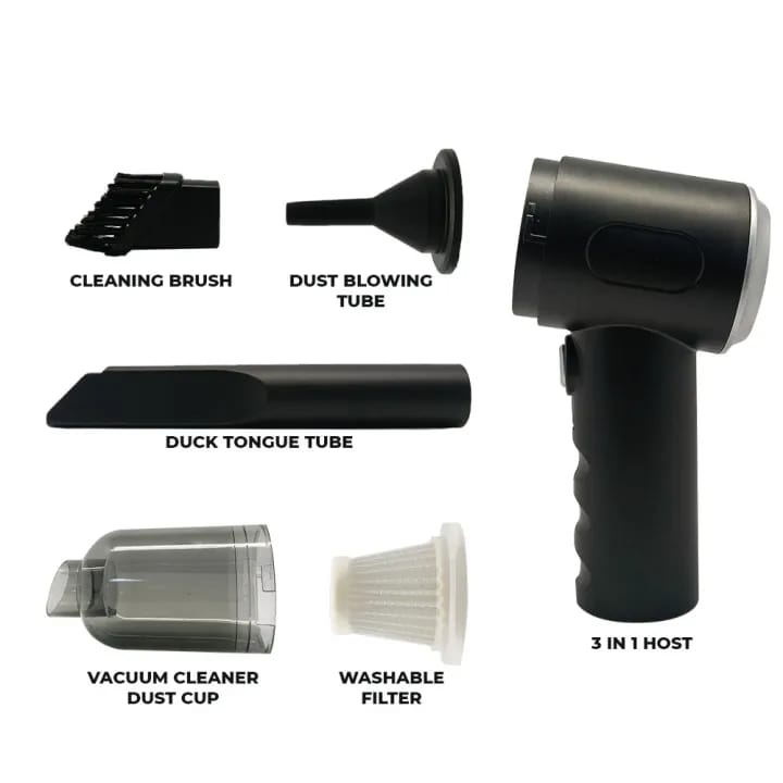 3-in-1 Portable Vacuum Cleaner, Duster & Air Blower | Wireless Handheld Cleaning for Car & Home