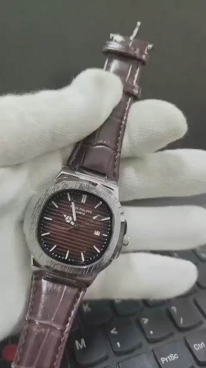 Patek Philippe Inspired Leather Strap Watch - Timepiece Accessory Designed For Wrist Timekeeping And Daily Fashion Routine - black strap