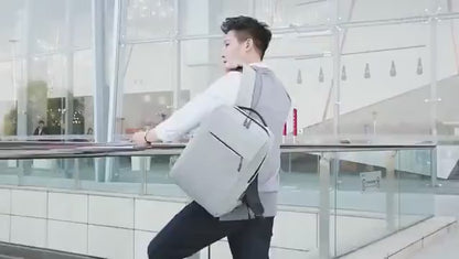 New Stylish Best Quality Laptop Bag With USB Charging Port OIWAS BP078 Expandable Large Capacity Canvas Backpack - Black