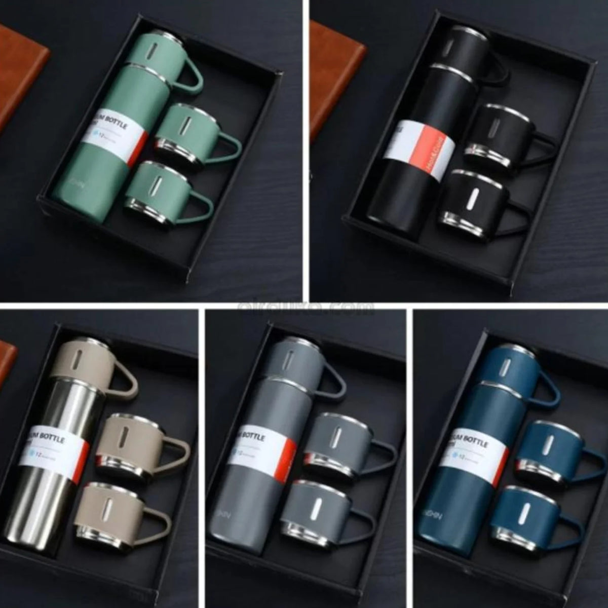 3 Cup 500ML Double-Layer Stainless Steel Vacuum Flask Set | Hot & Cold | Travel Thermos