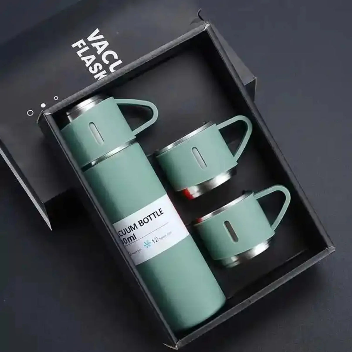 3 Cup 500ML Double-Layer Stainless Steel Vacuum Flask Set | Hot & Cold | Travel Thermos
