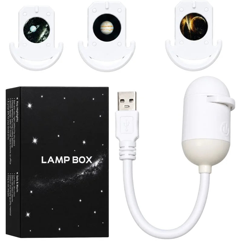 Galaxy Starry Sky Lamp Box | 2-in-1 Projector Night Light with 3  Projection Lenses | Built-in Night Light